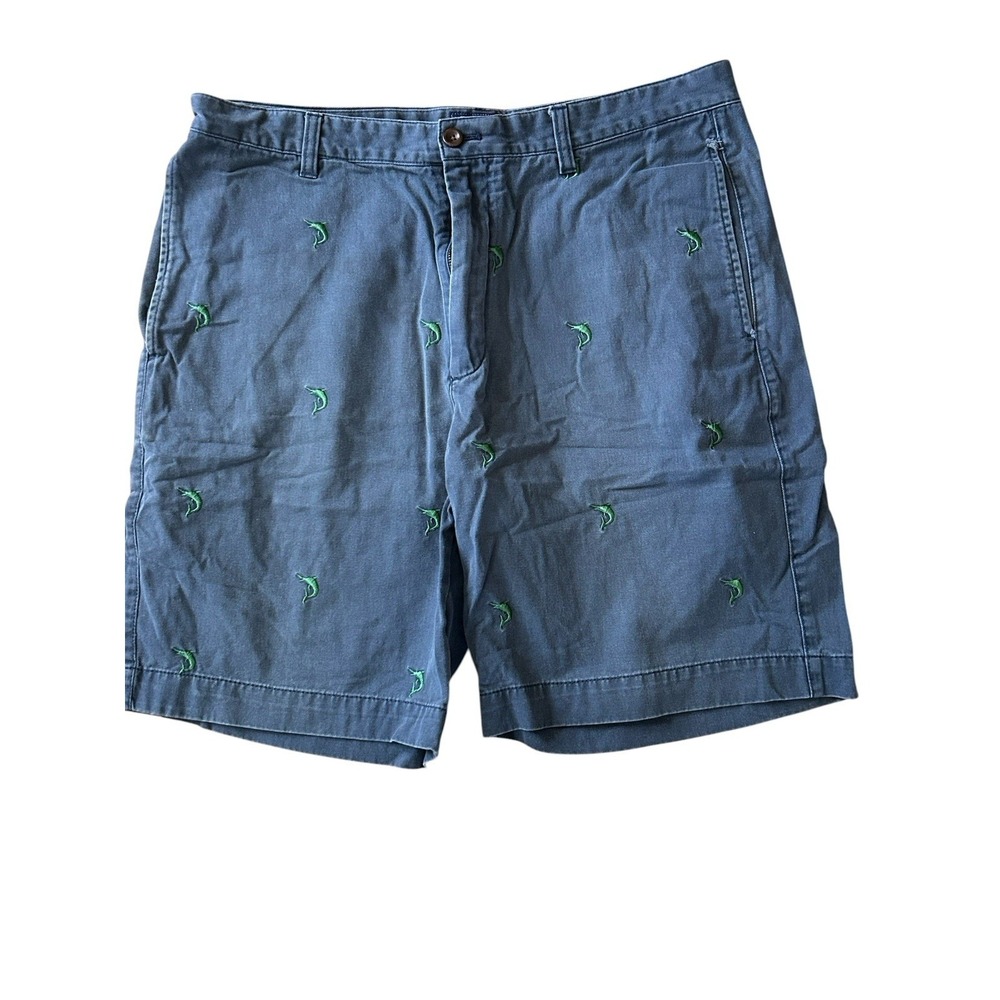 Bass Mens Shorts, Embroidered Swordfish, Navy SZ 36 Casual, Classic , Fishing